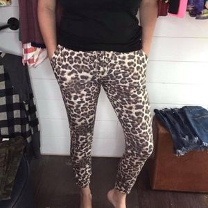 Heimish brand joggers with pockets. Leopard print, drawstring polyester spandex